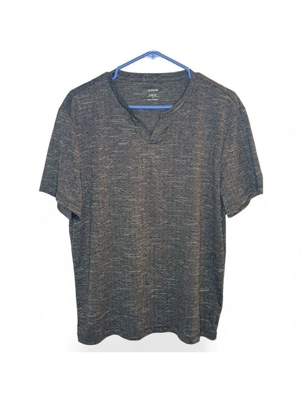 Alfani Charcoal Gray Heathered V-Neck Stretch T-Shirt Large Unisex